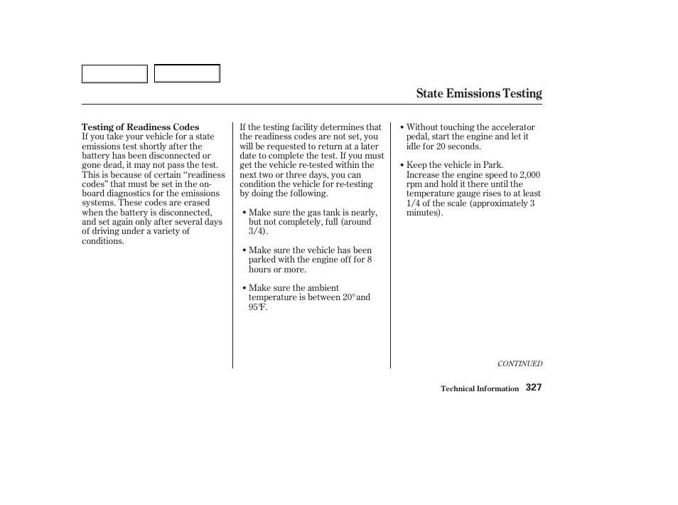 State emissions testing | Acura 2003 TL - Owner's Manual User Manual | Page 330 / 347