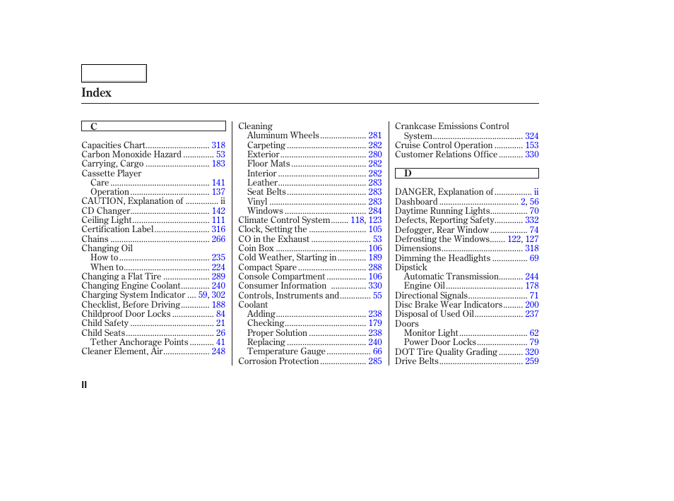 Index | Acura 2003 TL - Owner's Manual User Manual | Page 339 / 347