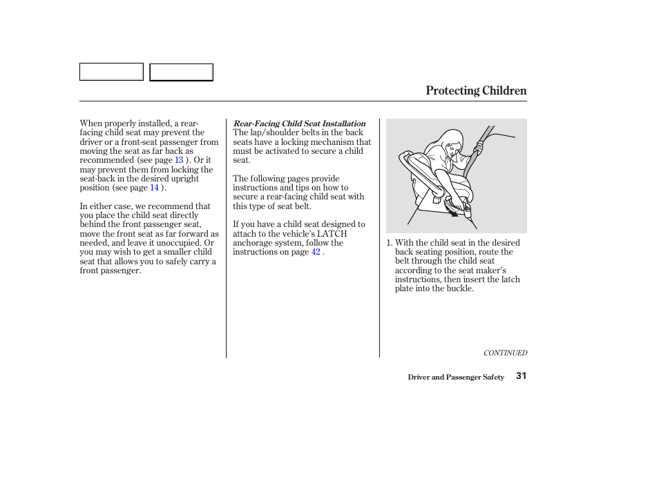 Protecting children | Acura 2003 TL - Owner's Manual User Manual | Page 34 / 347