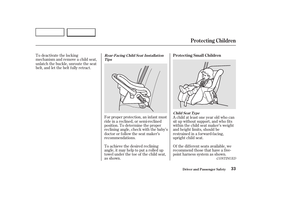 Protecting children | Acura 2003 TL - Owner's Manual User Manual | Page 36 / 347