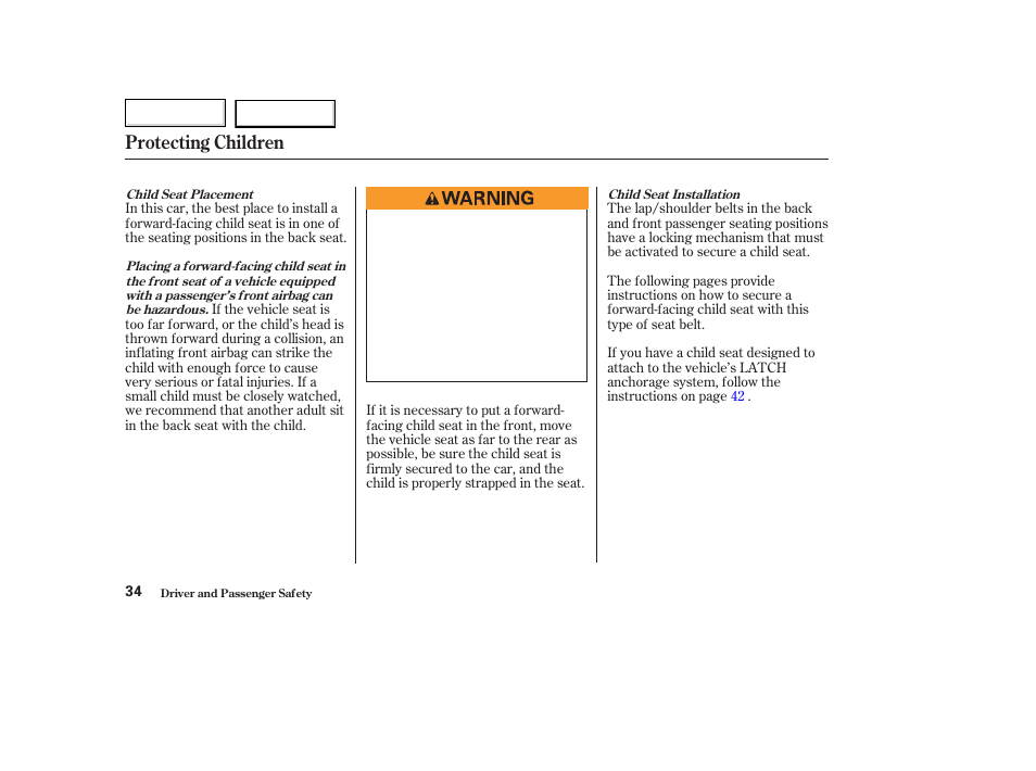 Protecting children | Acura 2003 TL - Owner's Manual User Manual | Page 37 / 347