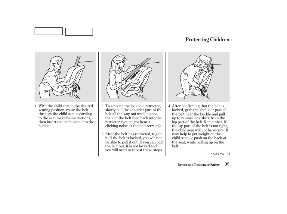 Protecting children | Acura 2003 TL - Owner's Manual User Manual | Page 38 / 347