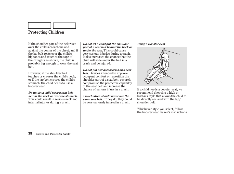 Protecting children | Acura 2003 TL - Owner's Manual User Manual | Page 41 / 347