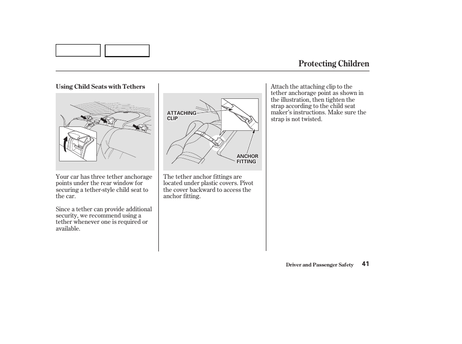 Protecting children | Acura 2003 TL - Owner's Manual User Manual | Page 44 / 347
