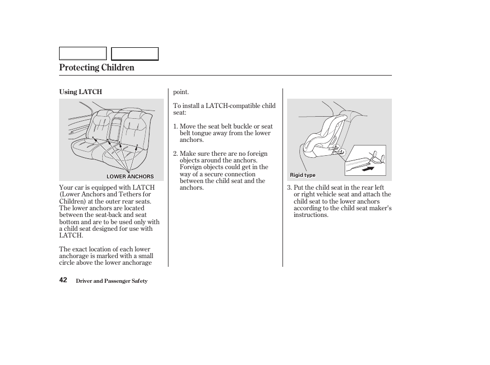Protecting children | Acura 2003 TL - Owner's Manual User Manual | Page 45 / 347