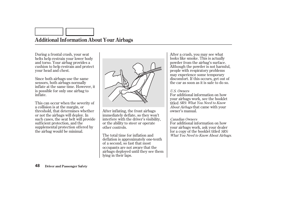 Additional information about your airbags | Acura 2003 TL - Owner's Manual User Manual | Page 51 / 347