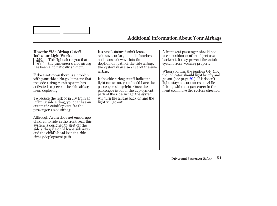 Additional information about your airbags | Acura 2003 TL - Owner's Manual User Manual | Page 54 / 347