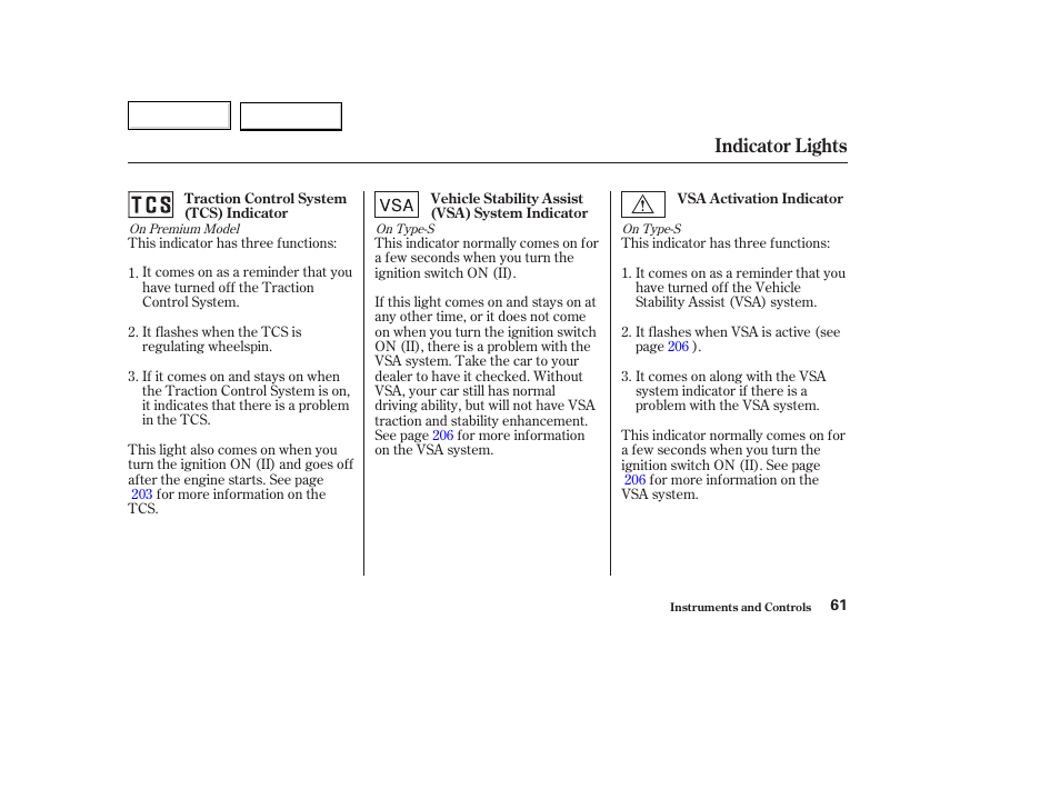 Indicator lights | Acura 2003 TL - Owner's Manual User Manual | Page 64 / 347