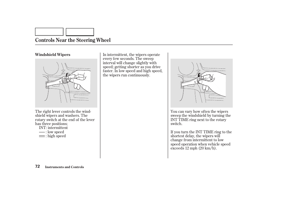 Controls near the steering wheel | Acura 2003 TL - Owner's Manual User Manual | Page 75 / 347