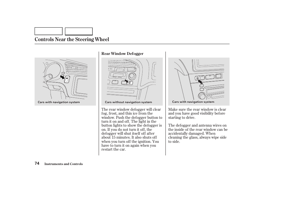 Controls near the steering wheel | Acura 2003 TL - Owner's Manual User Manual | Page 77 / 347