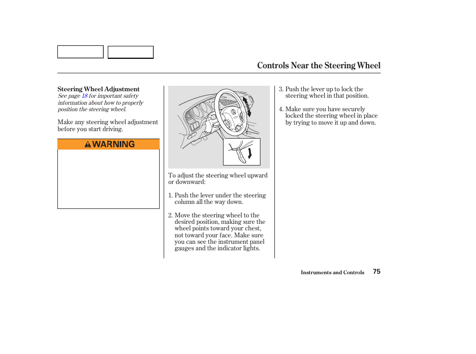 Controls near the steering wheel | Acura 2003 TL - Owner's Manual User Manual | Page 78 / 347