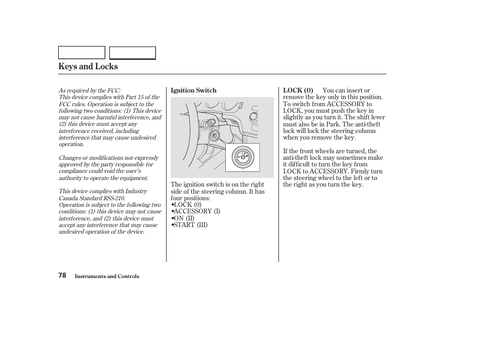 Keys and locks | Acura 2003 TL - Owner's Manual User Manual | Page 81 / 347