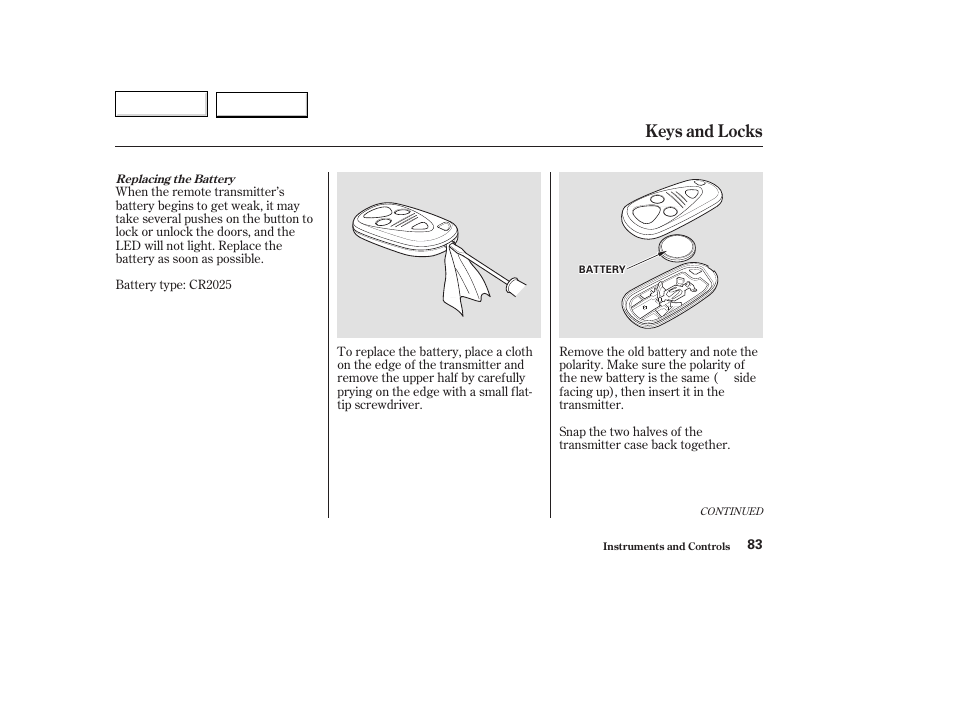 Keys and locks | Acura 2003 TL - Owner's Manual User Manual | Page 86 / 347