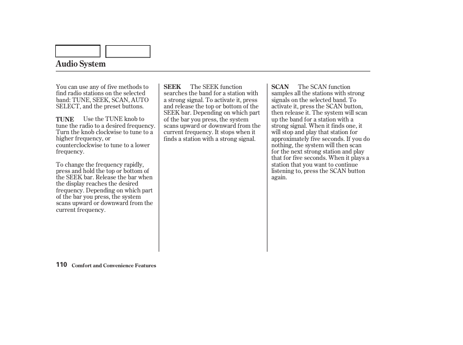 Audio system | Acura 2003 RSX - Owner's Manual User Manual | Page 113 / 320
