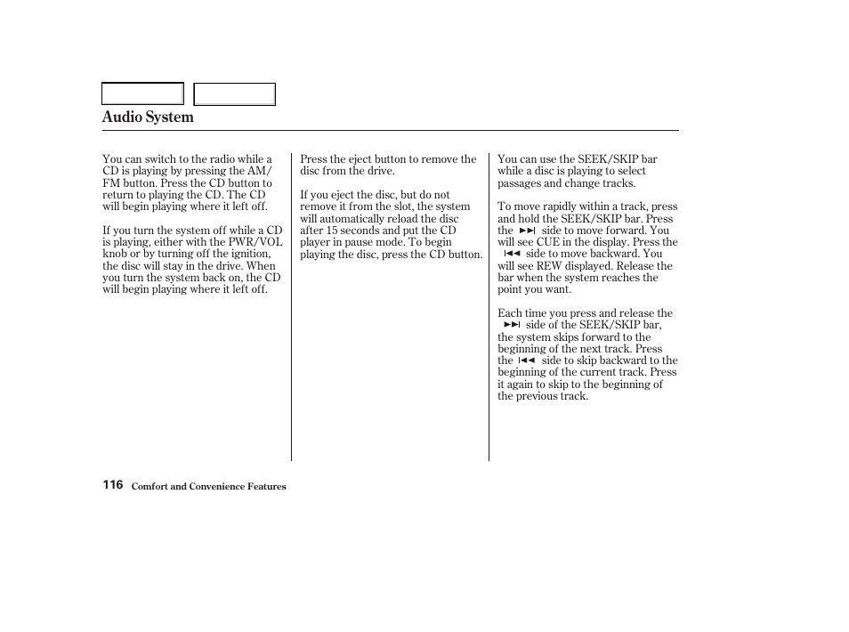 Audio system | Acura 2003 RSX - Owner's Manual User Manual | Page 119 / 320