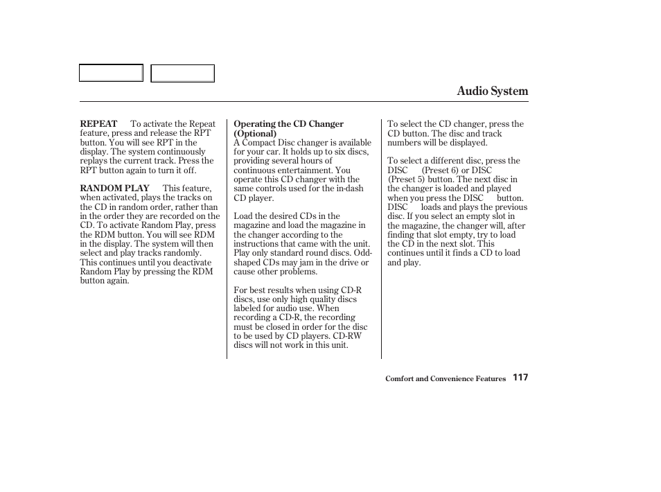 Audio system | Acura 2003 RSX - Owner's Manual User Manual | Page 120 / 320