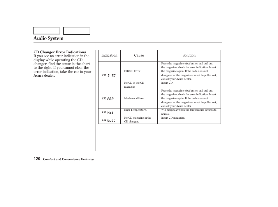 Audio system | Acura 2003 RSX - Owner's Manual User Manual | Page 123 / 320