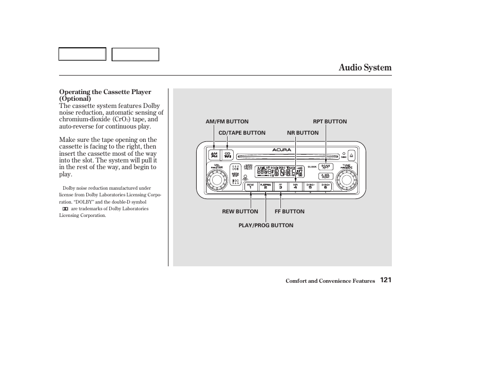 Audio system | Acura 2003 RSX - Owner's Manual User Manual | Page 124 / 320