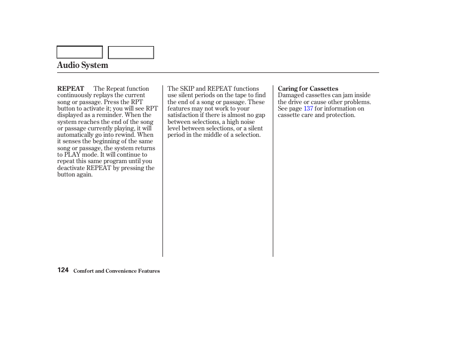 Audio system | Acura 2003 RSX - Owner's Manual User Manual | Page 127 / 320