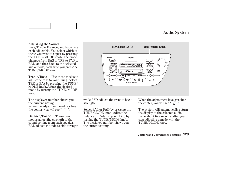 Audio system | Acura 2003 RSX - Owner's Manual User Manual | Page 132 / 320