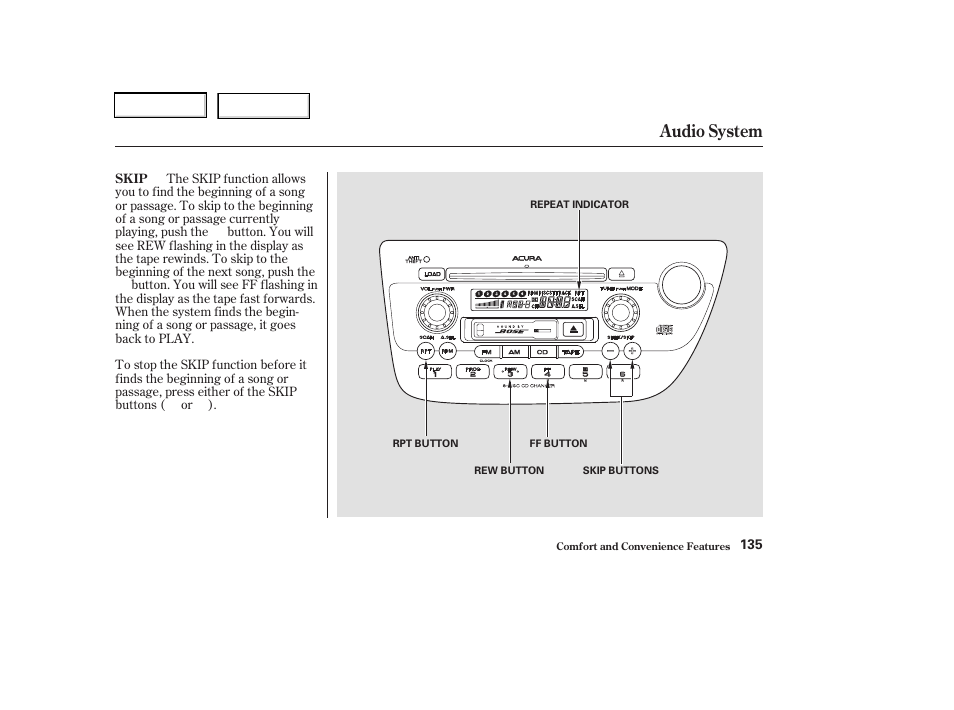 Audio system | Acura 2003 RSX - Owner's Manual User Manual | Page 138 / 320