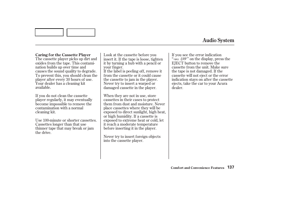 Audio system | Acura 2003 RSX - Owner's Manual User Manual | Page 140 / 320