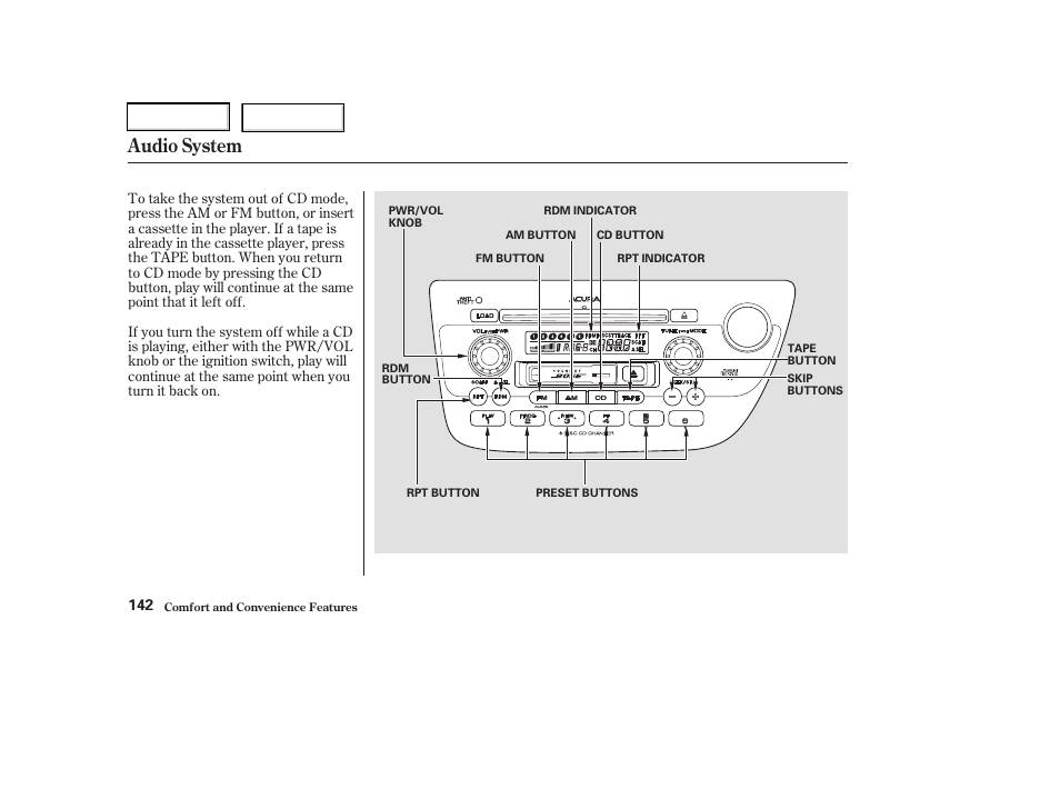 Audio system | Acura 2003 RSX - Owner's Manual User Manual | Page 145 / 320