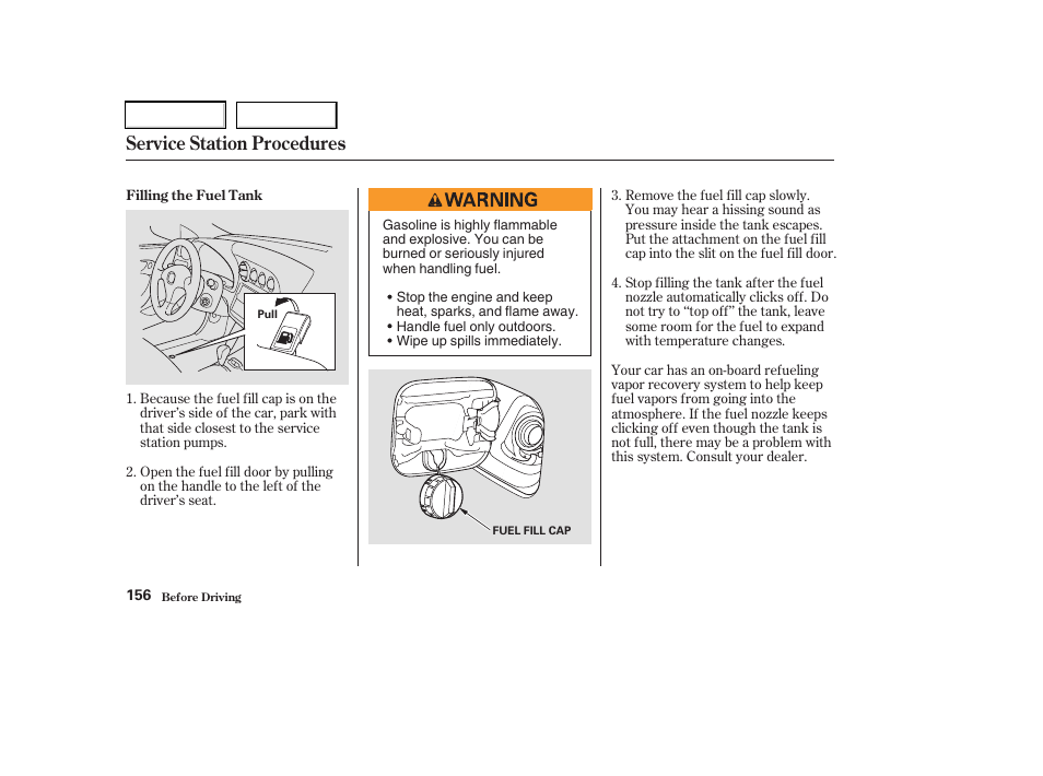 Service station procedures | Acura 2003 RSX - Owner's Manual User Manual | Page 159 / 320