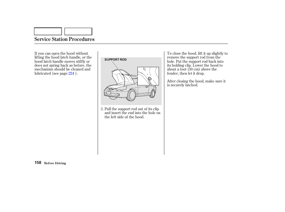Service station procedures | Acura 2003 RSX - Owner's Manual User Manual | Page 161 / 320