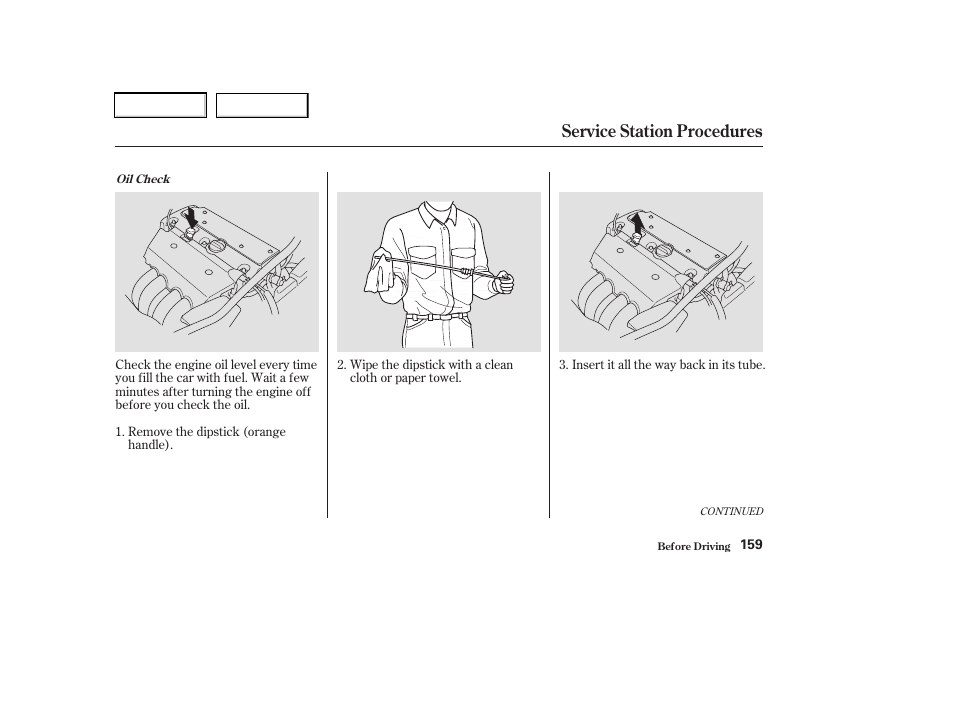 Service station procedures | Acura 2003 RSX - Owner's Manual User Manual | Page 162 / 320