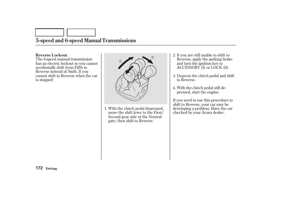 Speed and 6-speed manual transmissions | Acura 2003 RSX - Owner's Manual User Manual | Page 175 / 320