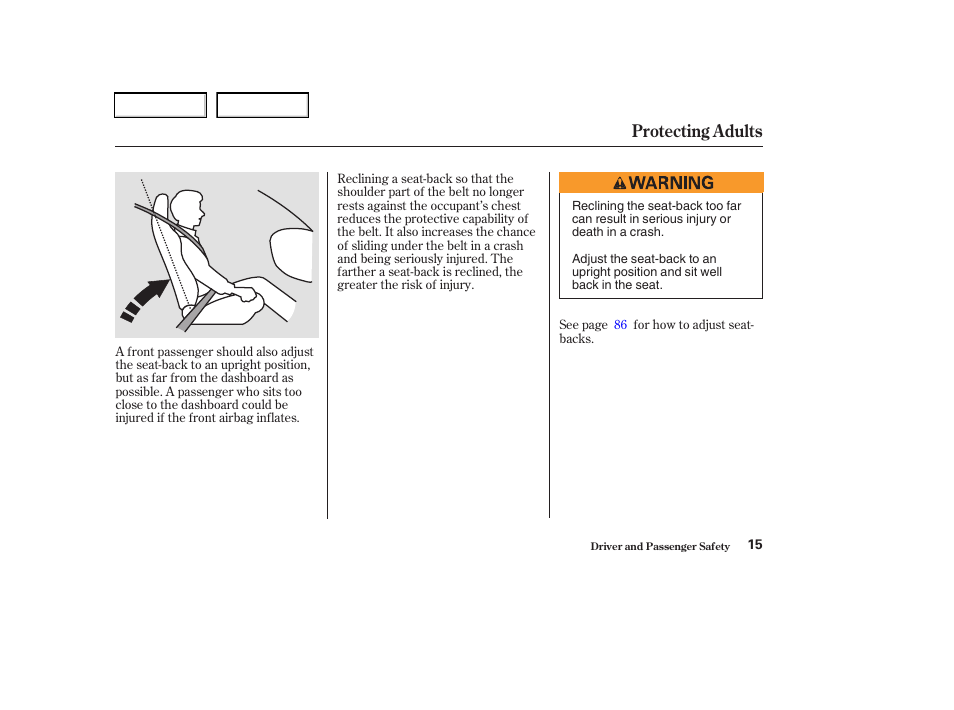 Protecting adults | Acura 2003 RSX - Owner's Manual User Manual | Page 18 / 320