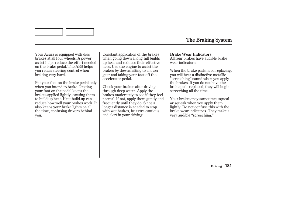 The braking system | Acura 2003 RSX - Owner's Manual User Manual | Page 184 / 320