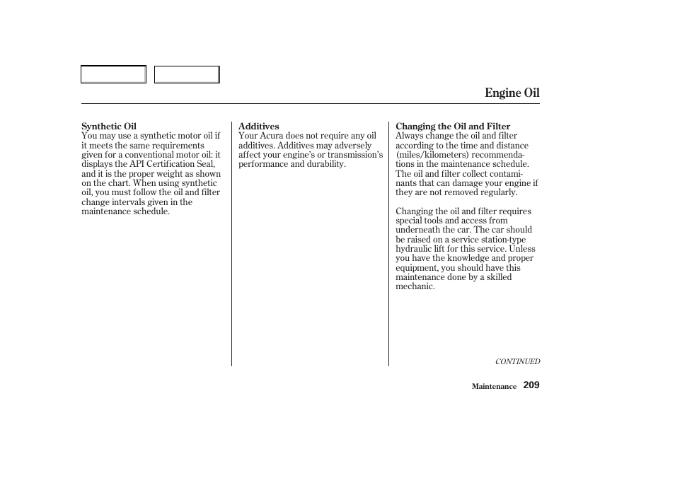 Engine oil | Acura 2003 RSX - Owner's Manual User Manual | Page 212 / 320