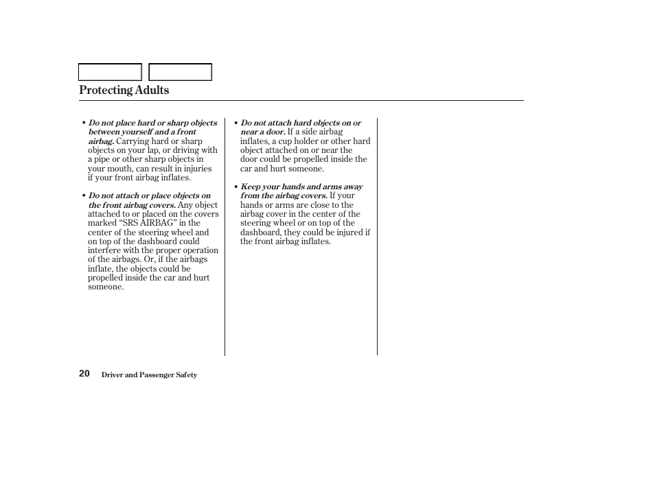 Protecting adults | Acura 2003 RSX - Owner's Manual User Manual | Page 23 / 320
