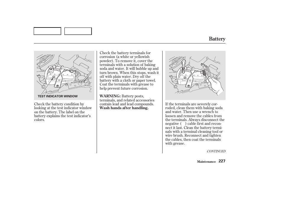 Battery | Acura 2003 RSX - Owner's Manual User Manual | Page 230 / 320
