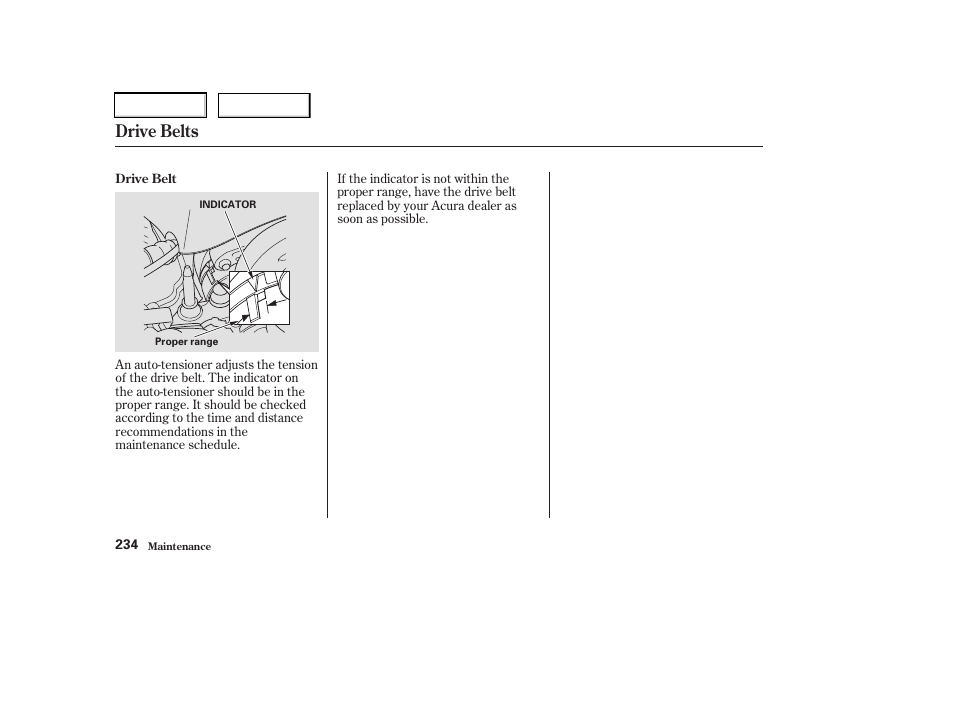 Drive belts | Acura 2003 RSX - Owner's Manual User Manual | Page 237 / 320