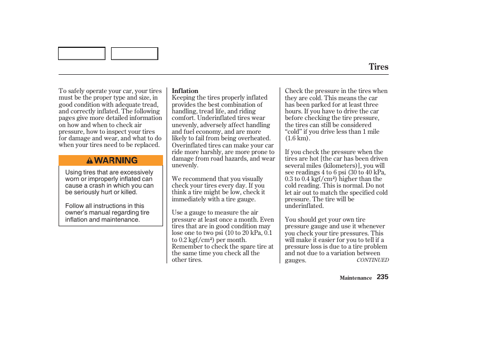 Tires | Acura 2003 RSX - Owner's Manual User Manual | Page 238 / 320