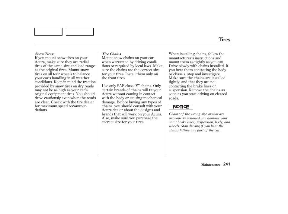 Tires | Acura 2003 RSX - Owner's Manual User Manual | Page 244 / 320
