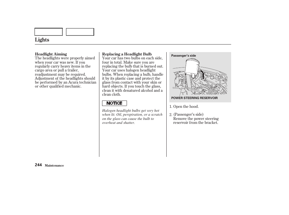 Lights | Acura 2003 RSX - Owner's Manual User Manual | Page 247 / 320