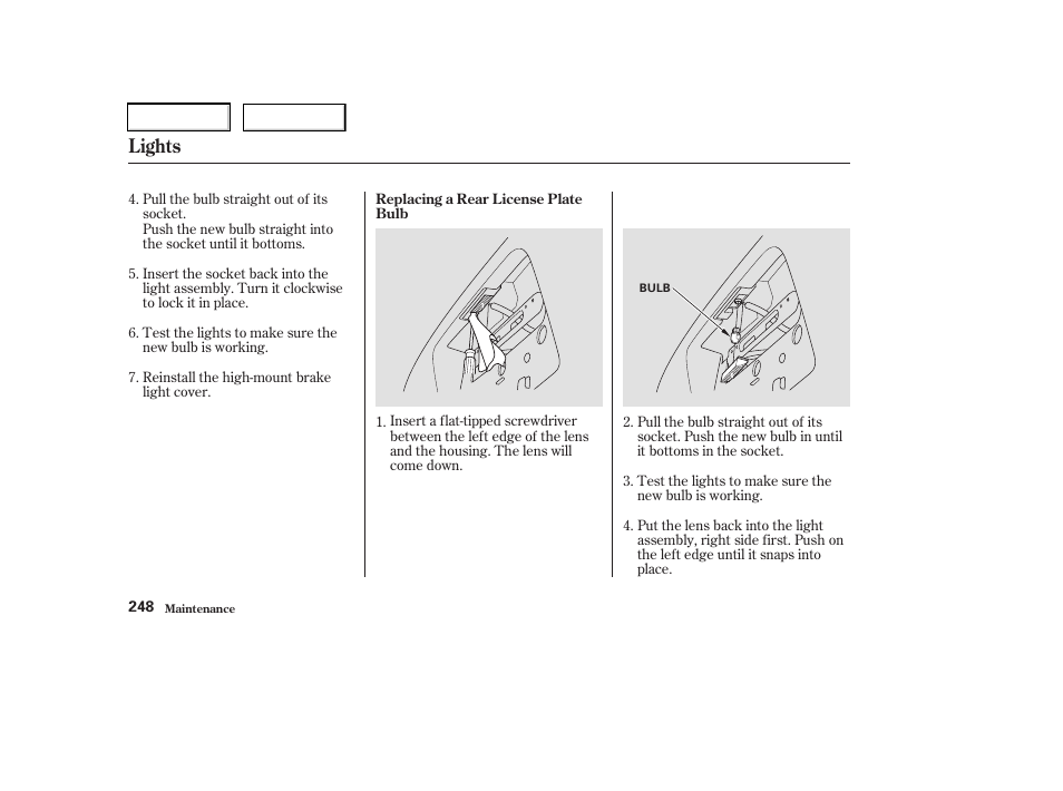 Lights | Acura 2003 RSX - Owner's Manual User Manual | Page 251 / 320