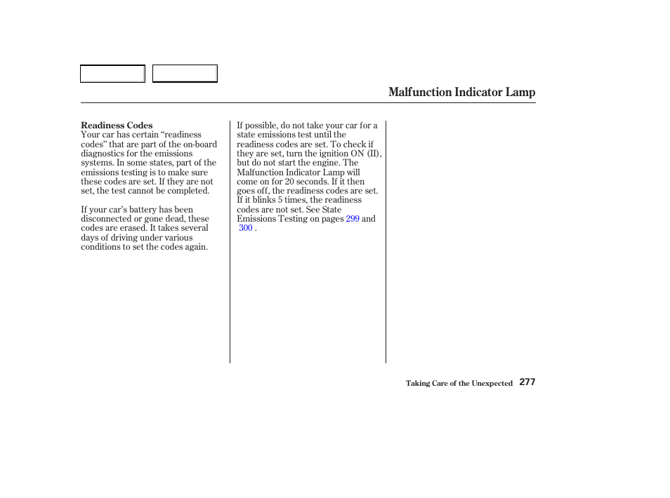 Malfunction indicator lamp | Acura 2003 RSX - Owner's Manual User Manual | Page 280 / 320