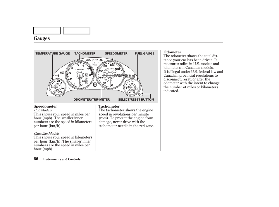 Gauges | Acura 2003 RSX - Owner's Manual User Manual | Page 69 / 320