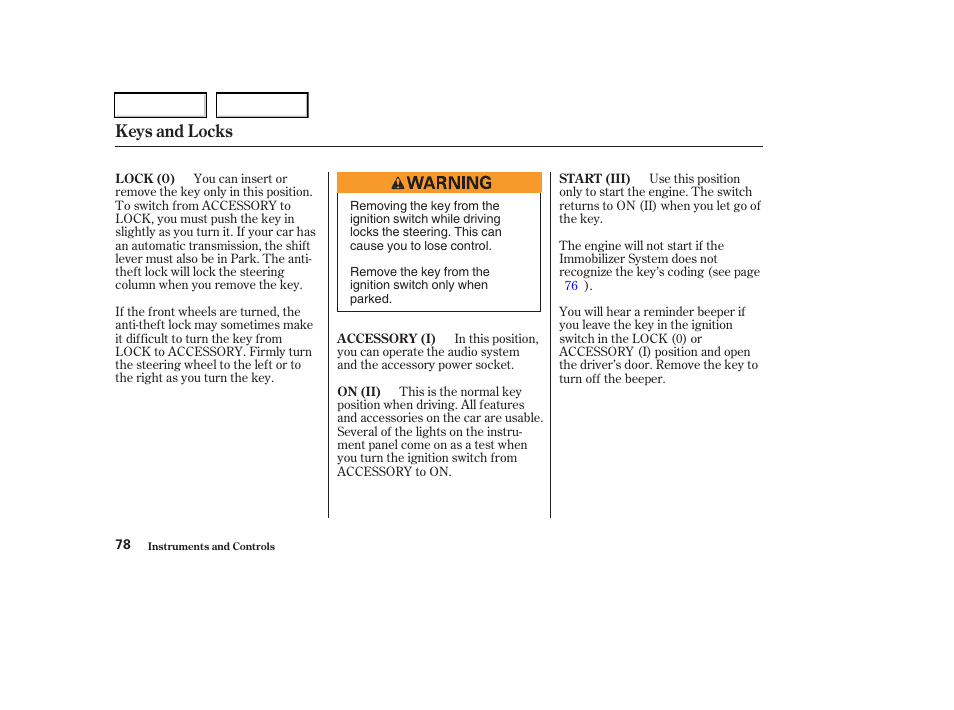 Keys and locks | Acura 2003 RSX - Owner's Manual User Manual | Page 81 / 320