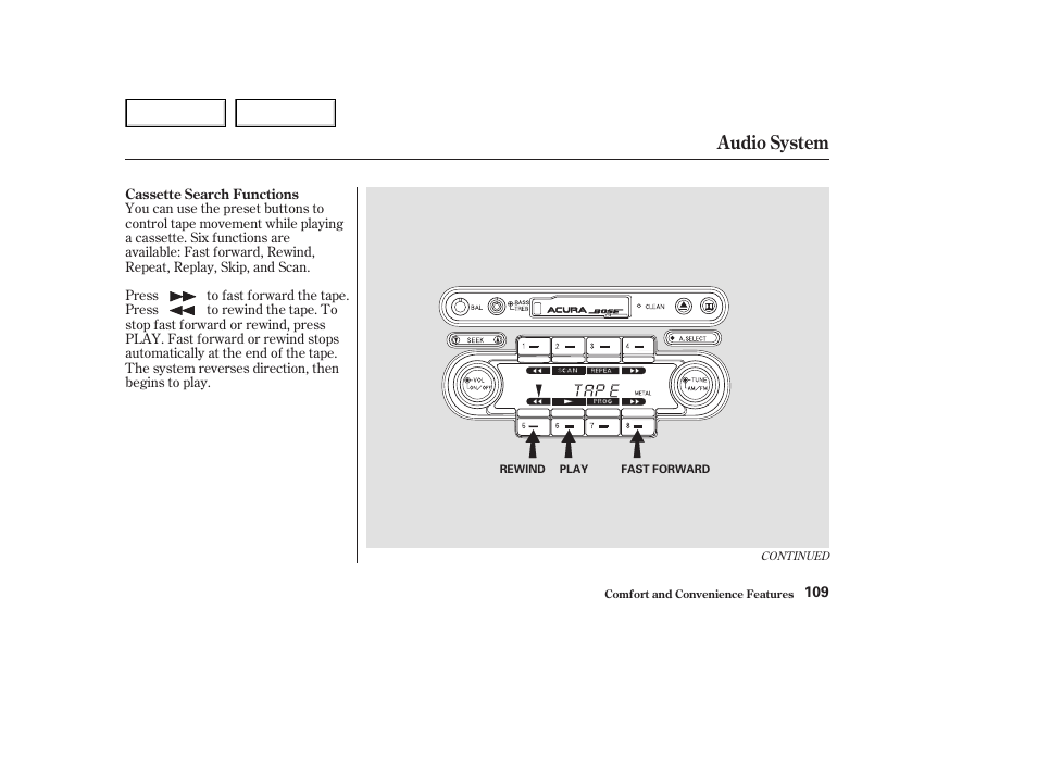 Audio system | Acura 2003 NSX - Owner's Manual User Manual | Page 112 / 303