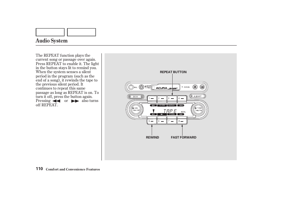 Audio system | Acura 2003 NSX - Owner's Manual User Manual | Page 113 / 303