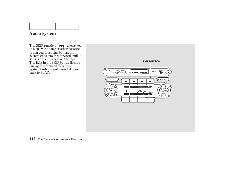 Audio system | Acura 2003 NSX - Owner's Manual User Manual | Page 115 / 303