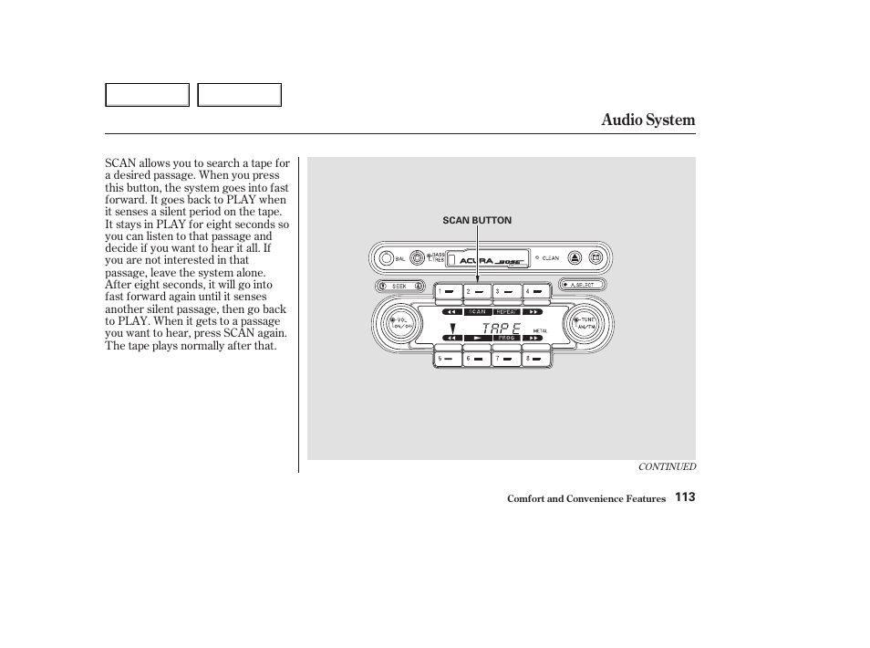 Audio system | Acura 2003 NSX - Owner's Manual User Manual | Page 116 / 303