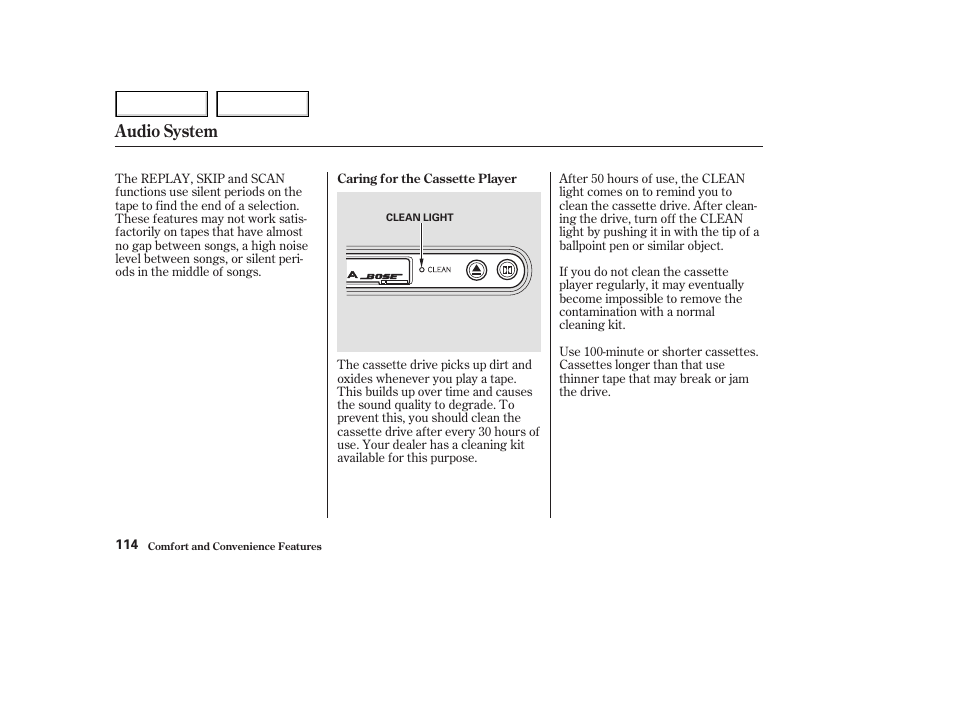 Audio system | Acura 2003 NSX - Owner's Manual User Manual | Page 117 / 303