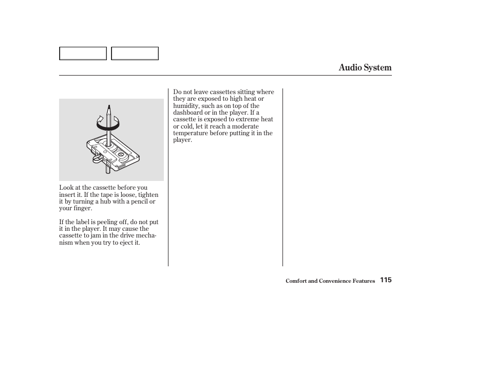 Audio system | Acura 2003 NSX - Owner's Manual User Manual | Page 118 / 303
